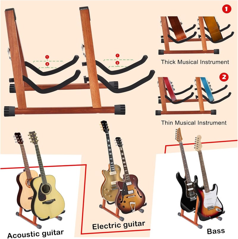 DOMMI Multiple Guitar Stand - Double A-Frame Floor Stand with Soft Foam Arms, Adjustable for Acoustic, Bass & Electric Guitars, Easy to Assemble - Image 4